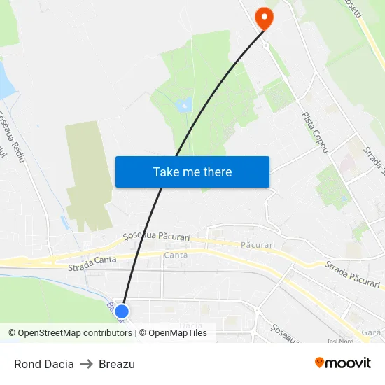 Rond Dacia to Breazu map