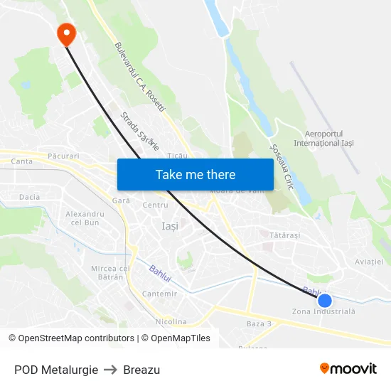 POD Metalurgie to Breazu map