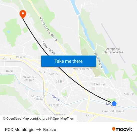 POD Metalurgie to Breazu map