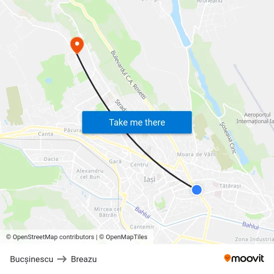 Bucșinescu to Breazu map