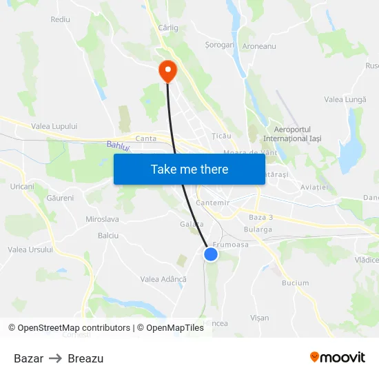 Bazar to Breazu map