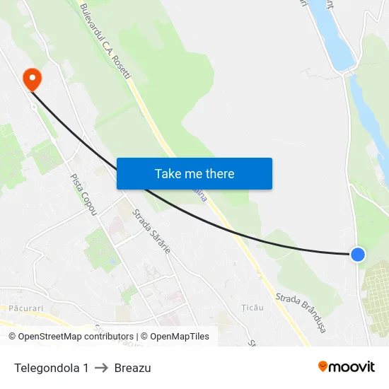 Telegondola 1 to Breazu map