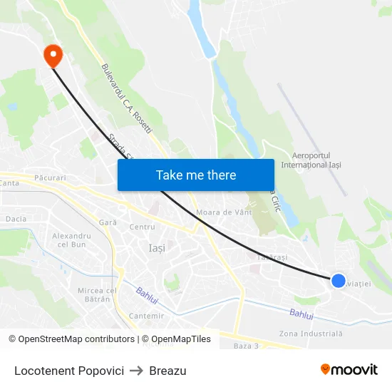 Locotenent Popovici to Breazu map
