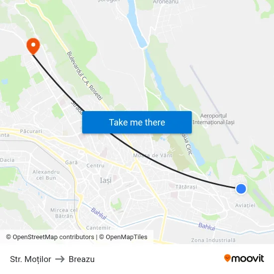 Str. Moților to Breazu map