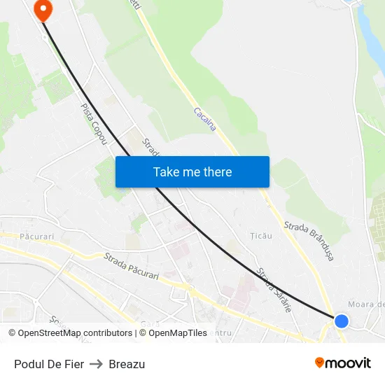 Podul De Fier to Breazu map