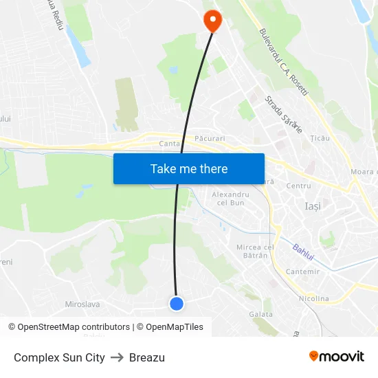 Complex Sun City to Breazu map