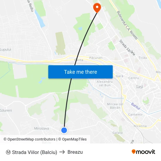 Ⓜ Strada Viilor (Balciu) to Breazu map