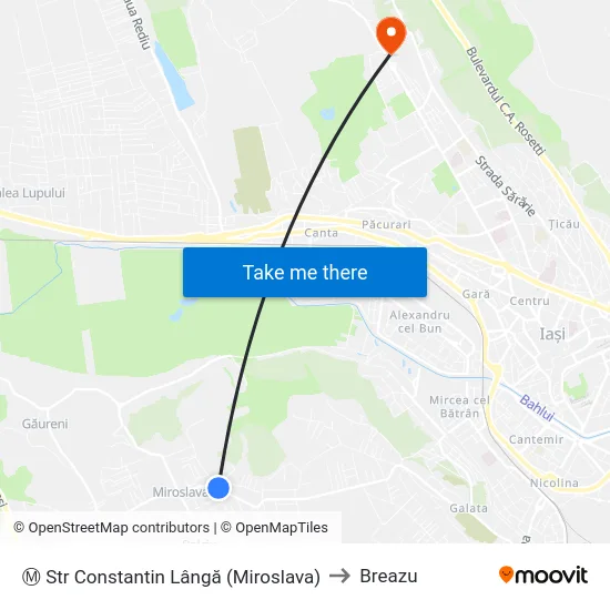 Ⓜ Str Constantin Lângă (Miroslava) to Breazu map