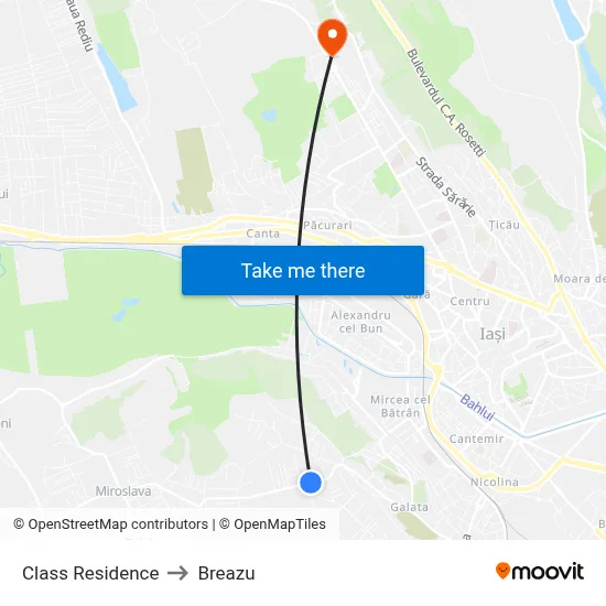 Class Residence to Breazu map