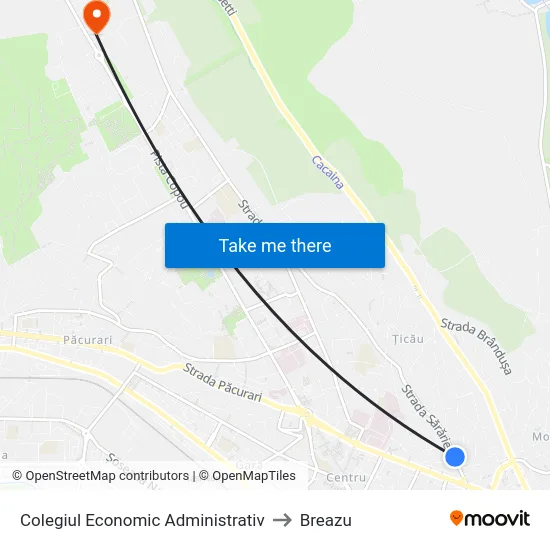 Colegiul Economic Administrativ to Breazu map