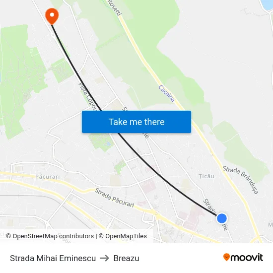 Strada Mihai Eminescu to Breazu map