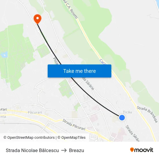 Strada Nicolae Bălcescu to Breazu map