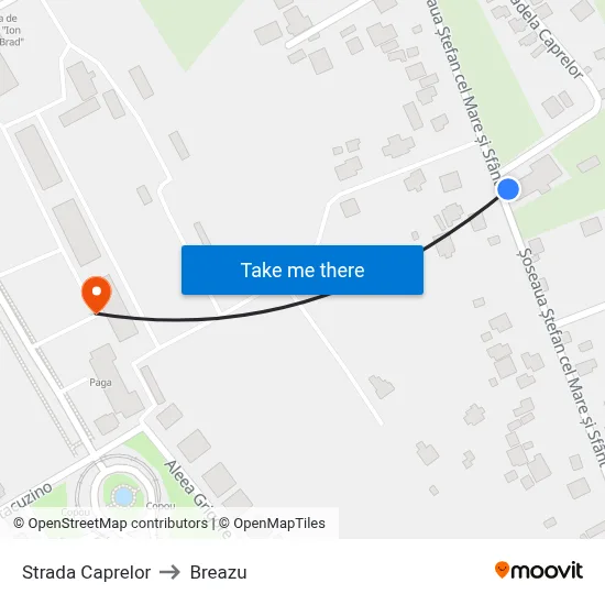 Strada Caprelor to Breazu map