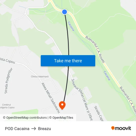 POD Cacaina to Breazu map