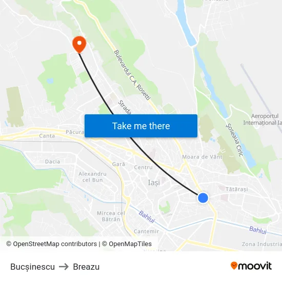 Bucșinescu to Breazu map