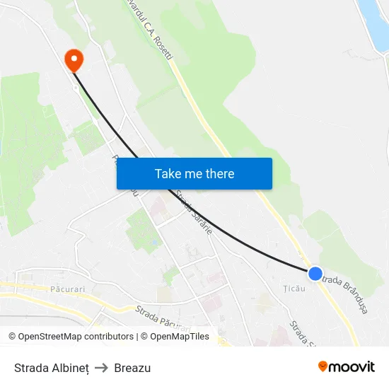 Strada Albineț to Breazu map