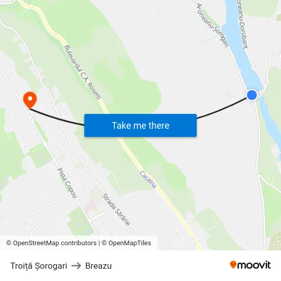 Troiță Șorogari to Breazu map