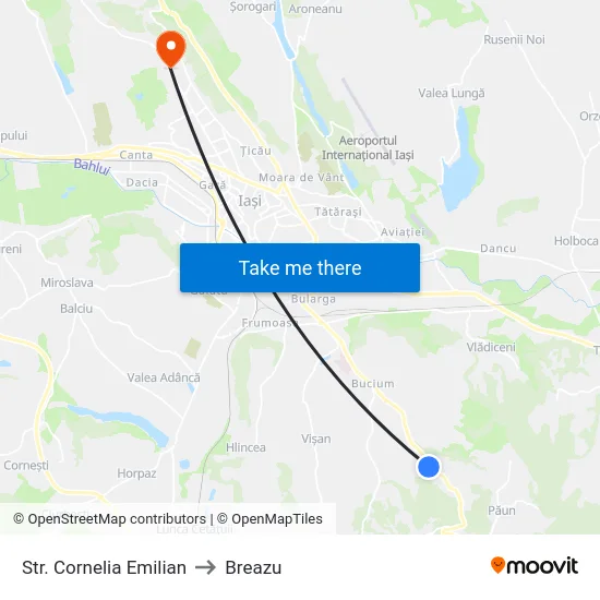 Str. Cornelia Emilian to Breazu map
