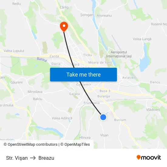 Str. Vişan to Breazu map