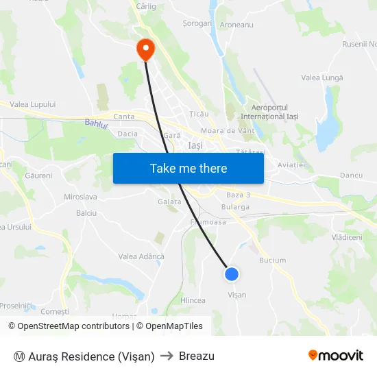 Ⓜ Auraş Residence (Vişan) to Breazu map