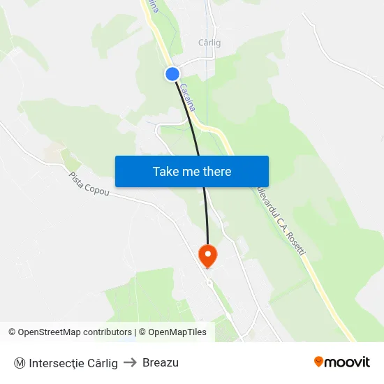 Ⓜ Intersecţie Cârlig to Breazu map