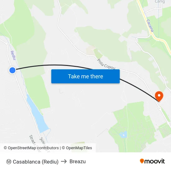 Ⓜ Casablanca (Rediu) to Breazu map