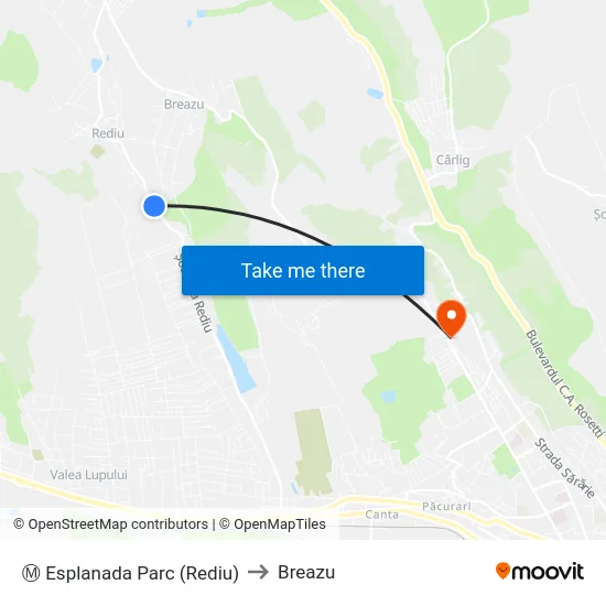 Ⓜ Esplanada Parc (Rediu) to Breazu map