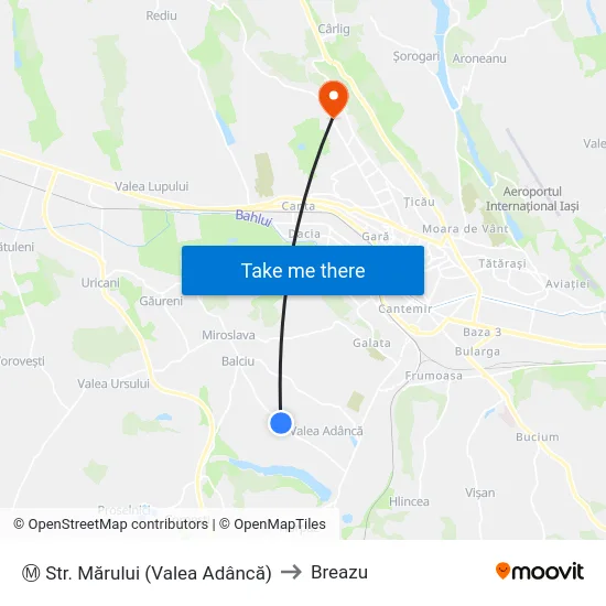 Ⓜ Str. Mărului (Valea Adâncă) to Breazu map