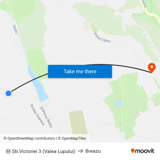 Ⓜ Str.Victoriei 3 (Valea Lupului) to Breazu map