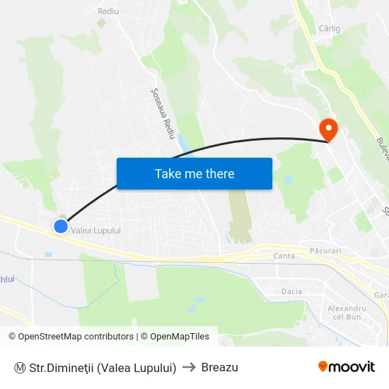 Ⓜ Str.Dimineţii (Valea Lupului) to Breazu map