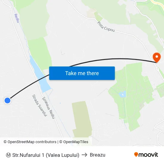 Ⓜ Str.Nufarului 1 (Valea Lupului) to Breazu map