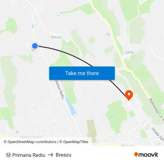 Ⓜ Primaria Rediu to Breazu map