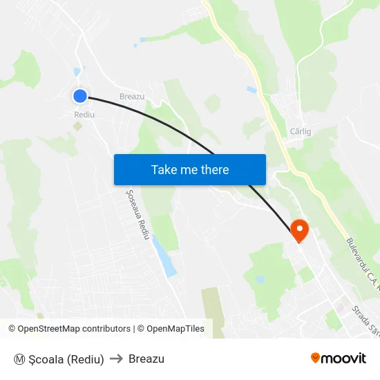 Ⓜ Şcoala (Rediu) to Breazu map