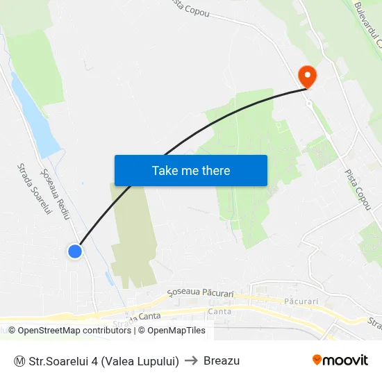 Ⓜ Str.Soarelui 4 (Valea Lupului) to Breazu map