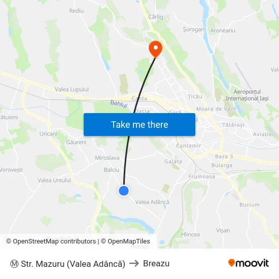 Ⓜ Str. Mazuru (Valea Adâncă) to Breazu map