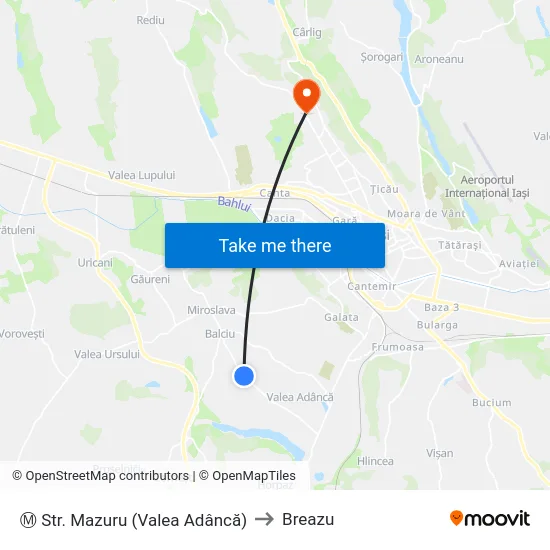Ⓜ Str. Mazuru (Valea Adâncă) to Breazu map