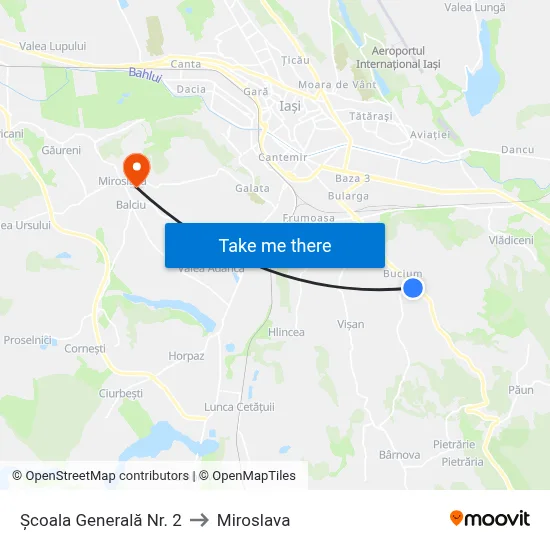 Școala Generală Nr. 2 to Miroslava map