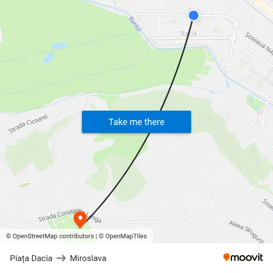 Piața Dacia to Miroslava map