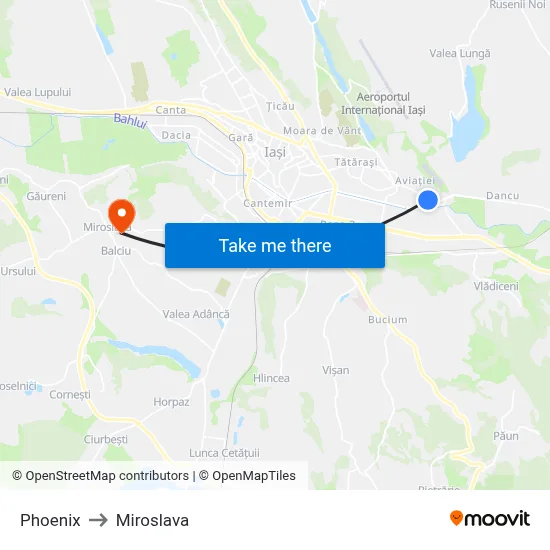 Phoenix to Miroslava map