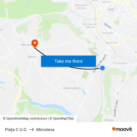 Piața C.U.G. to Miroslava map
