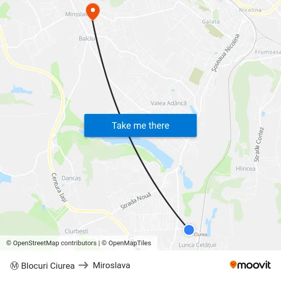 Ⓜ Blocuri Ciurea to Miroslava map