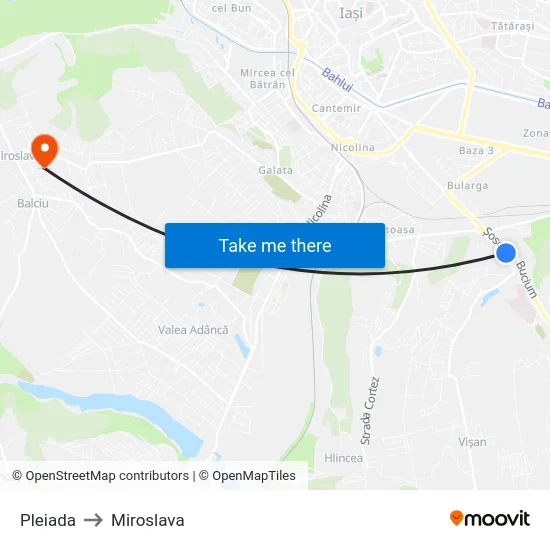 Pleiada to Miroslava map