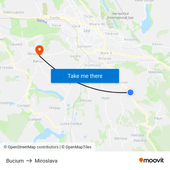 Bucium to Miroslava map