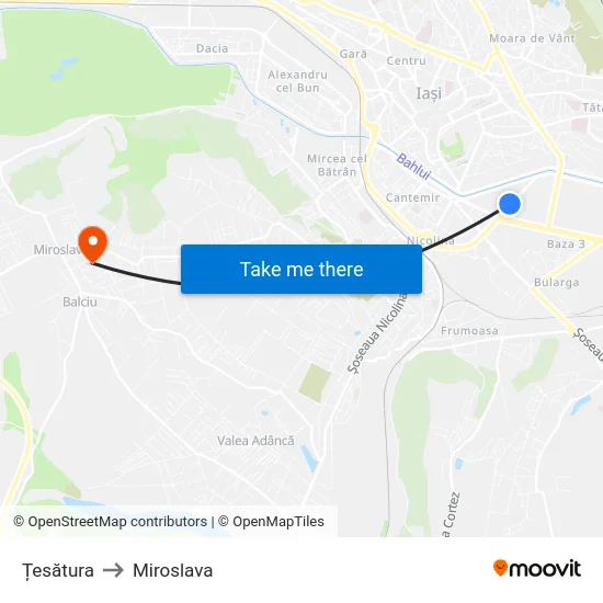 Țesătura to Miroslava map