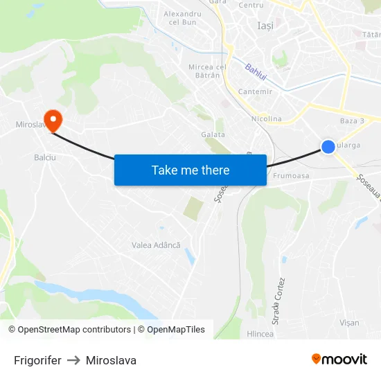 Frigorifer to Miroslava map