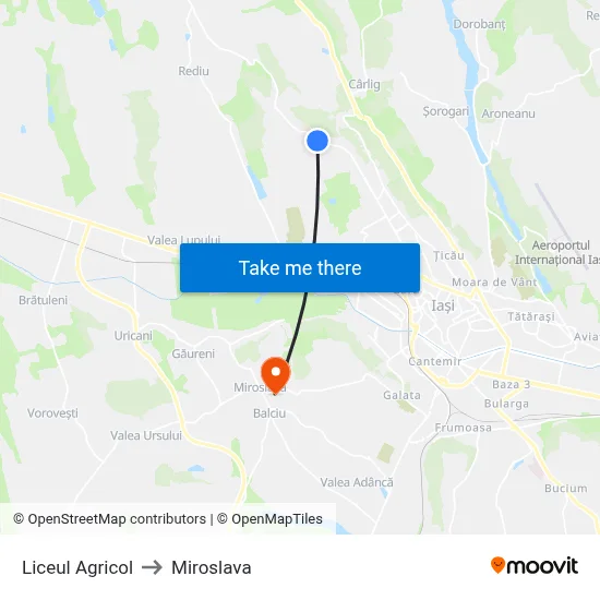 Liceul Agricol to Miroslava map