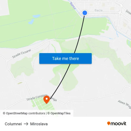 Columnei to Miroslava map
