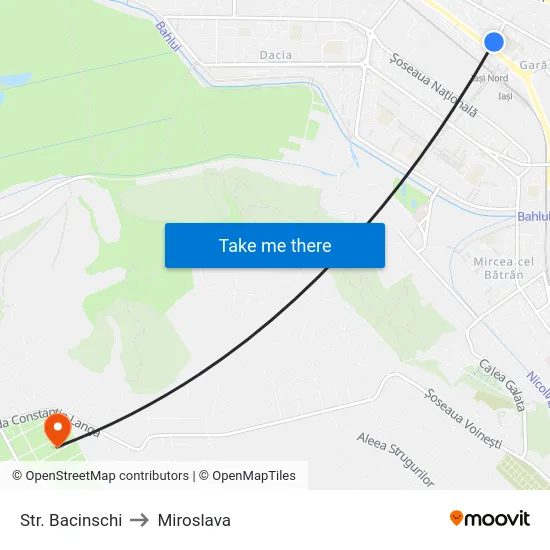 Str. Bacinschi to Miroslava map