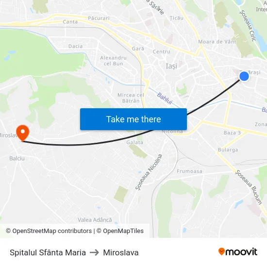 Spitalul Sfânta Maria to Miroslava map