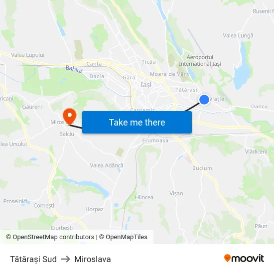 Tătărași Sud to Miroslava map